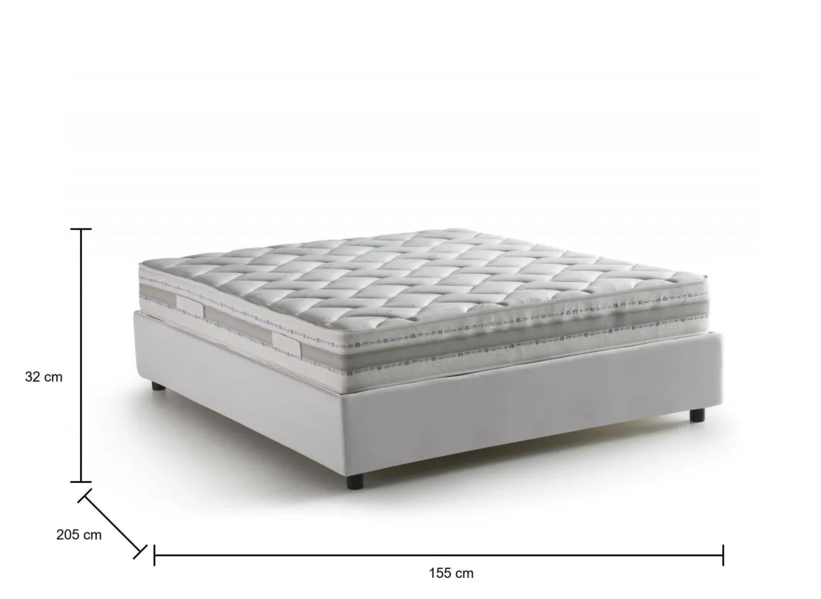 Letti Contenitore|Letti Alla Francese > Dmora Letto alla francese materasso incluso 155x215cm - Aros Bianco