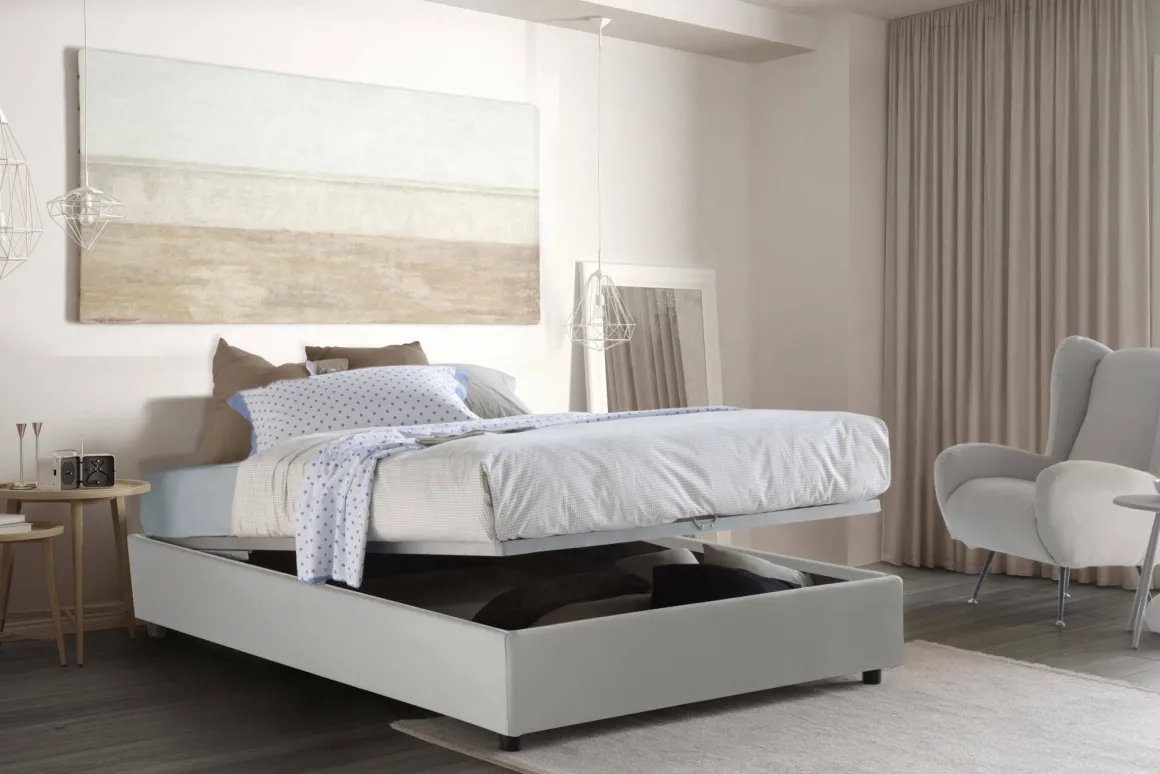 Letti Contenitore|Letti Alla Francese > Dmora Letto alla francese materasso incluso 155x215cm - Aros Bianco