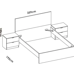 Letto alla francese moderno bianco 195x246cm - Ulika