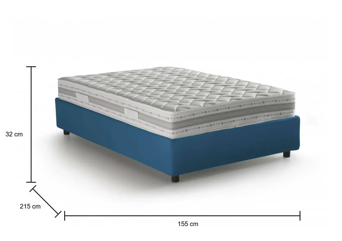 Letto alla francese salvaspazio blu 155x215cm - Alaksir