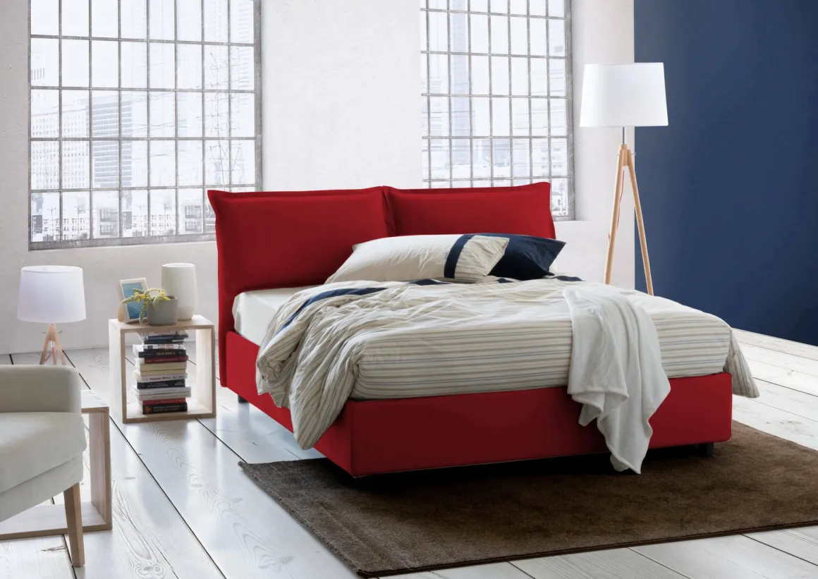 Letto alla francese sfoderabile rosso 155x205cm - Arden
