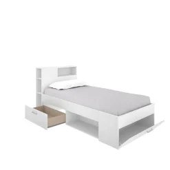 Cameretta|Letti Contenitore > Dmora Letto bambini cassetti e scaffale 218x99cm - Adrielle Bianco