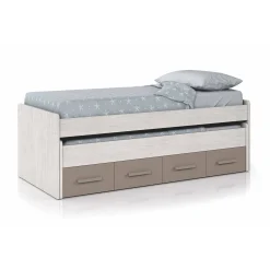 Cameretta|Letti Estraibili > Dmora Letto bambini salvaspazio 198x96cm bianco e marrone - Cupido Marrone, Bianco
