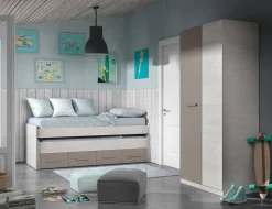 Cameretta|Letti Estraibili > Dmora Letto bambini salvaspazio 198x96cm bianco e marrone - Cupido Marrone, Bianco
