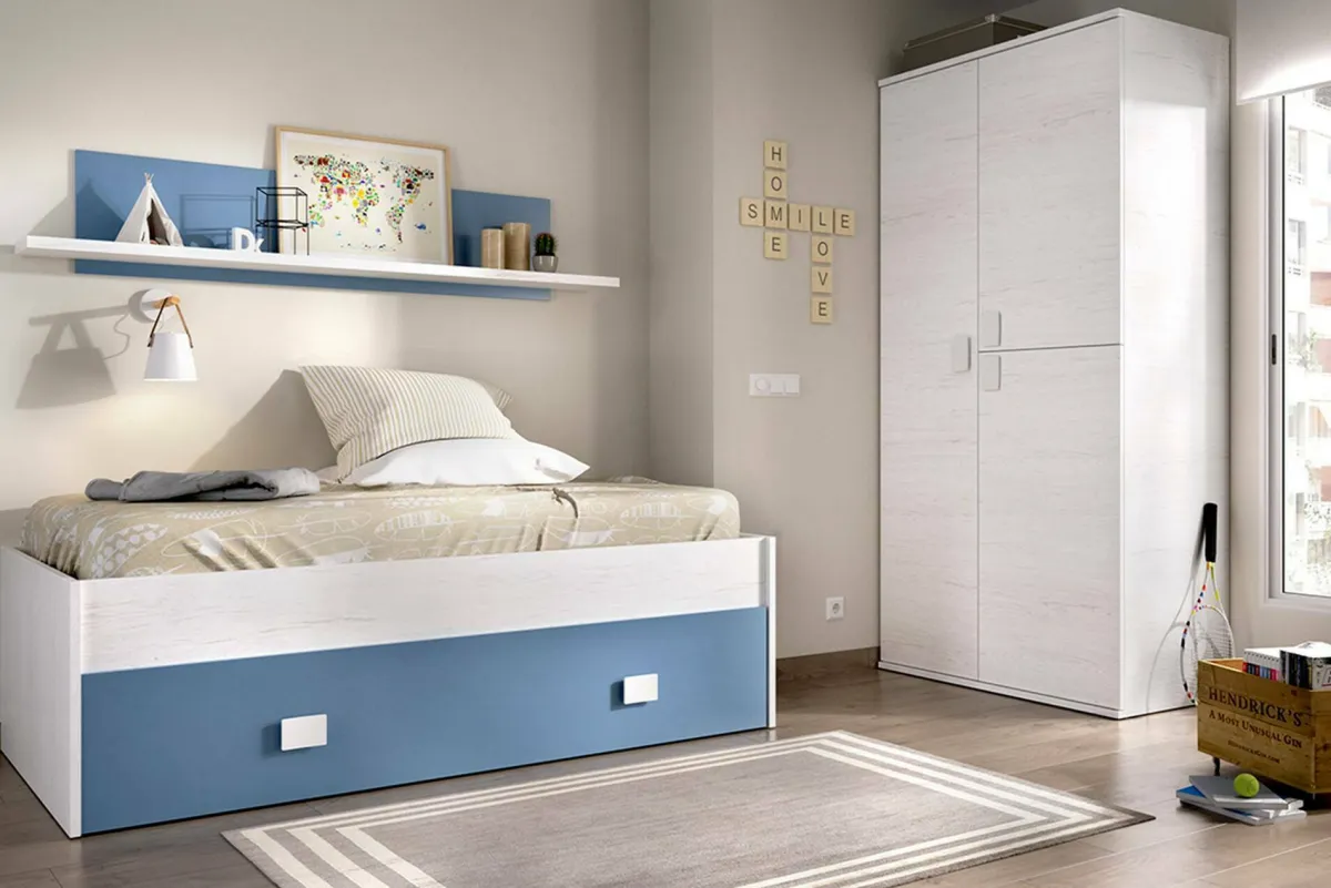 Cameretta|Camera Da Letto > Dmora Letto bambini 195x97cm bianco e blu - Aikiko Blu, Bianco