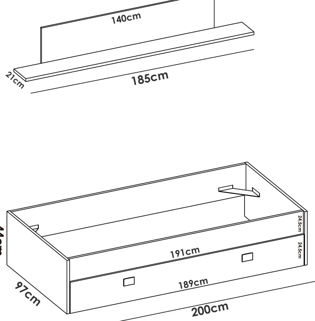 Cameretta|Camera Da Letto > Dmora Letto bambini 195x97cm bianco e blu - Aikiko Blu, Bianco