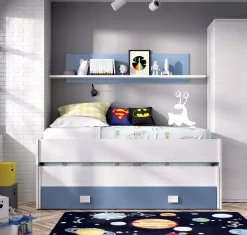 Cameretta|Camera Da Letto > Dmora Letto bambini 200x99cm bianco e blu - Arod Blu, Bianco