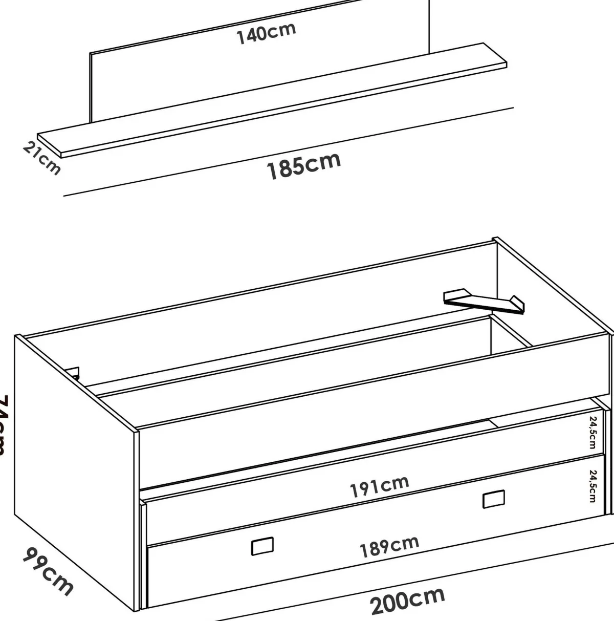 Cameretta|Camera Da Letto > Dmora Letto bambini 200x99cm bianco e blu - Arod Blu, Bianco