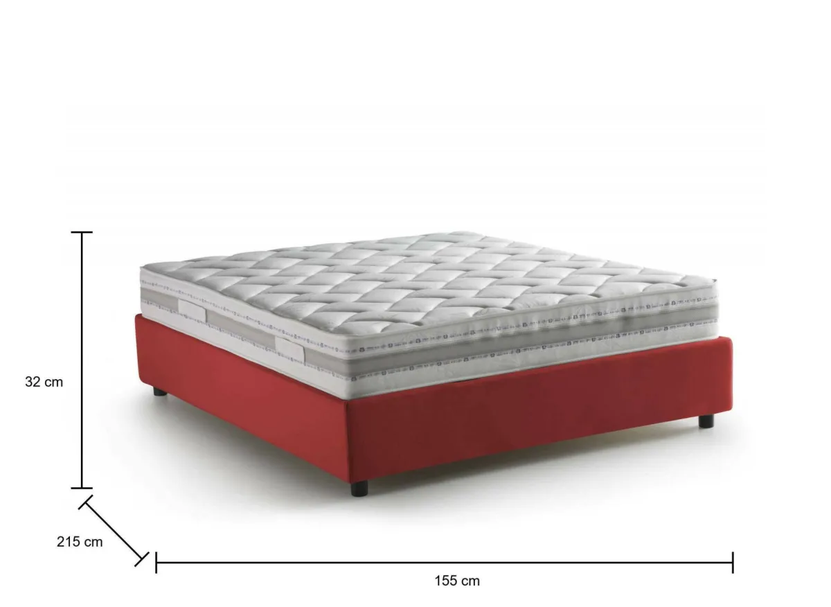 Letti Contenitore|Letti Alla Francese > Dmora Letto francese chic 155x215cm - Alaksir Rosso