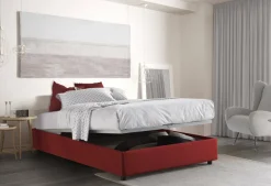 Letti Contenitore|Letti Alla Francese > Dmora Letto francese chic 155x215cm - Alaksir Rosso