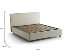 Letti Contenitore|Letti Alla Francese > Dmora Letto francese contenitore 155x205cm - Angelic Beige