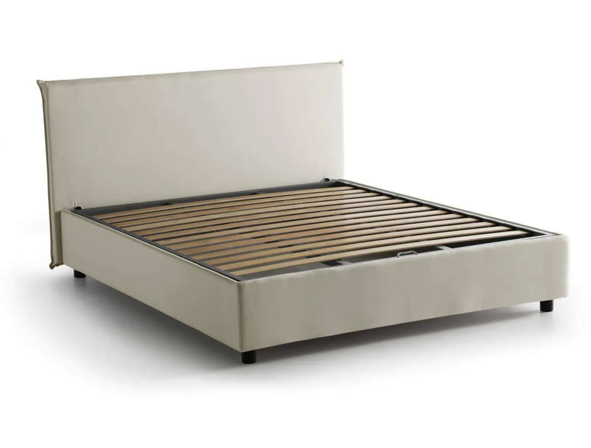 Letti Contenitore|Letti Alla Francese > Dmora Letto francese contenitore 155x205cm - Angelic Beige