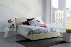 Letti Contenitore|Letti Alla Francese > Dmora Letto francese contenitore 155x215cm - Azuko Bianco