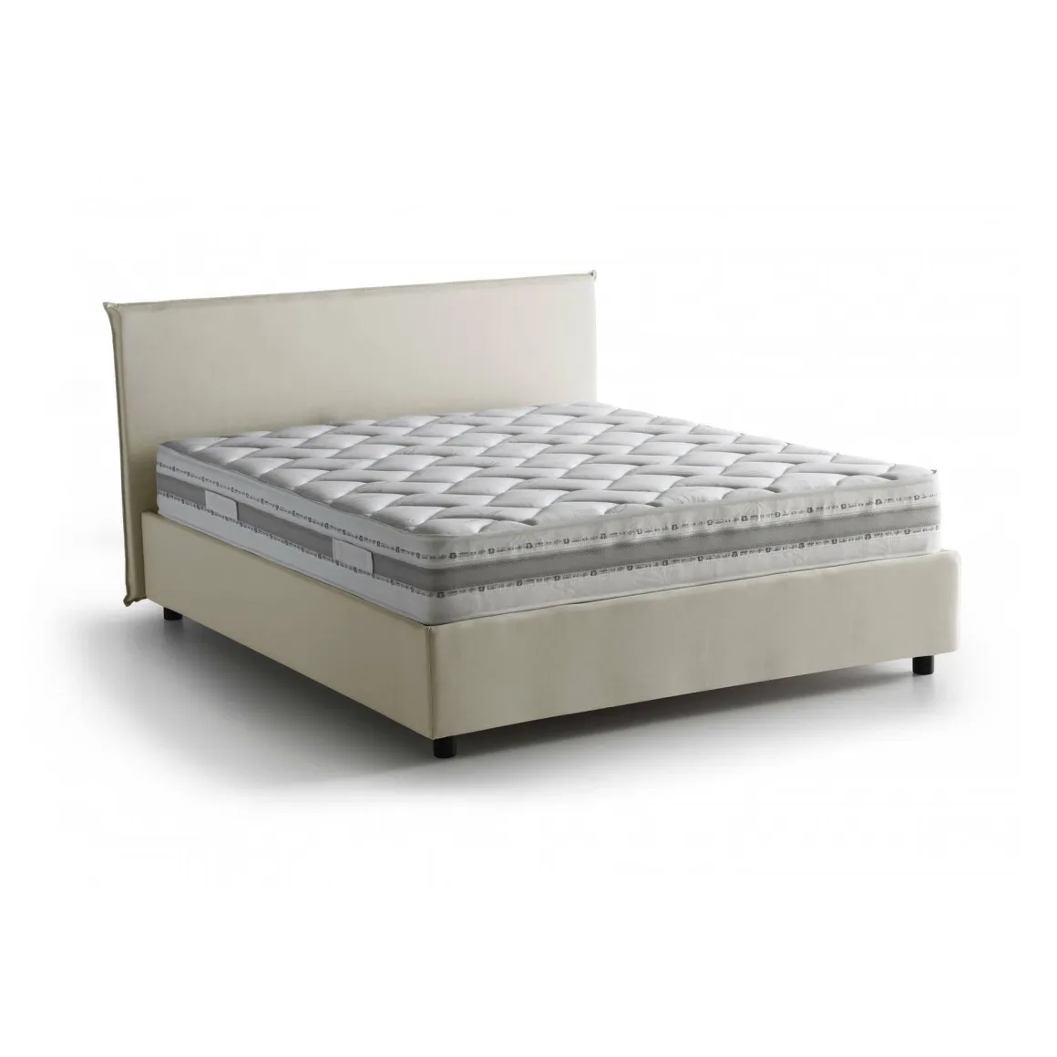 Letti Contenitore|Letti Alla Francese > Dmora Letto francese contenitore 155x215cm - Azuko Bianco