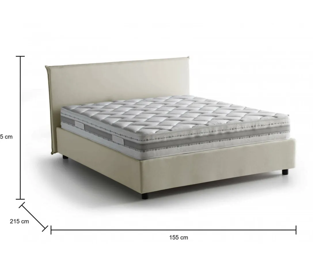Letti Contenitore|Letti Alla Francese > Dmora Letto francese contenitore 155x215cm - Azuko Bianco