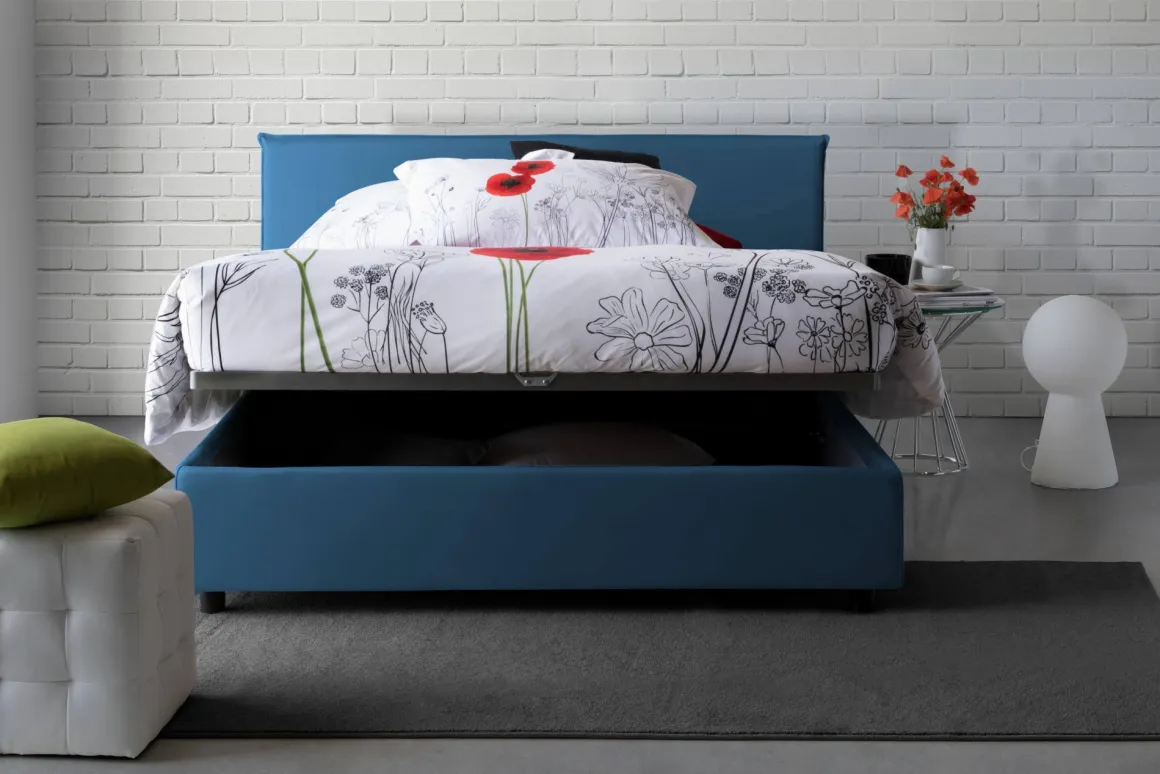 Letto francese contenitore blu 155x205cm - Angelic