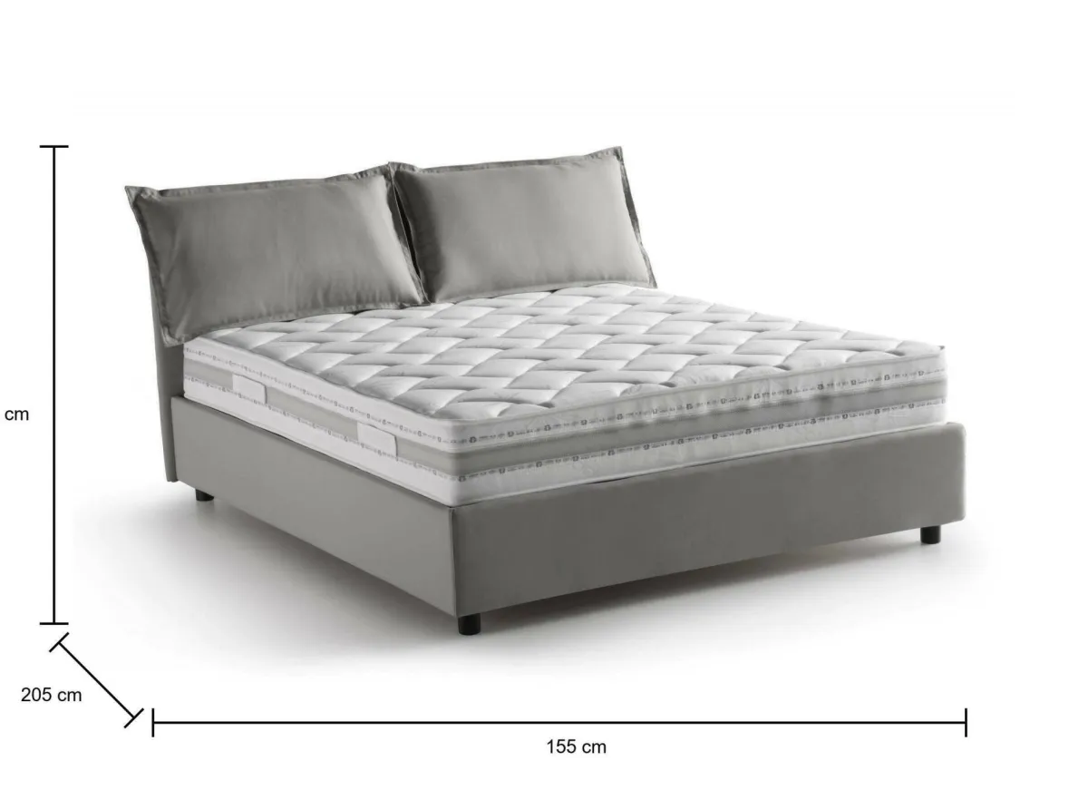 Letti Alla Francese|Camera Da Letto > Dmora Letto francese contenitore 155x205cm - Arden Grigio