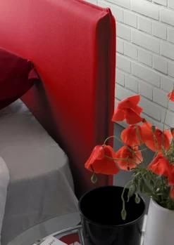 Letti Contenitore|Letti Alla Francese > Dmora Letto francese contenitore 155x215cm - Alvacus Rosso