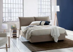 Letti Contenitore|Letti Alla Francese > Dmora Letto francese contenitore tortora 155x215cm - Alvacus Grigio Tortora