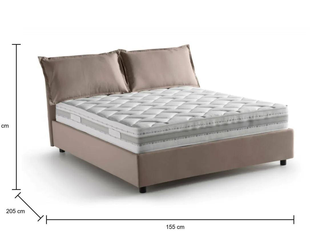 Letti Contenitore|Letti Alla Francese > Dmora Letto francese contenitore tortora 155x215cm - Alvacus Grigio Tortora