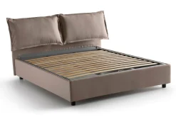Letti Contenitore|Letti Alla Francese > Dmora Letto francese contenitore tortora 155x215cm - Alvacus Grigio Tortora