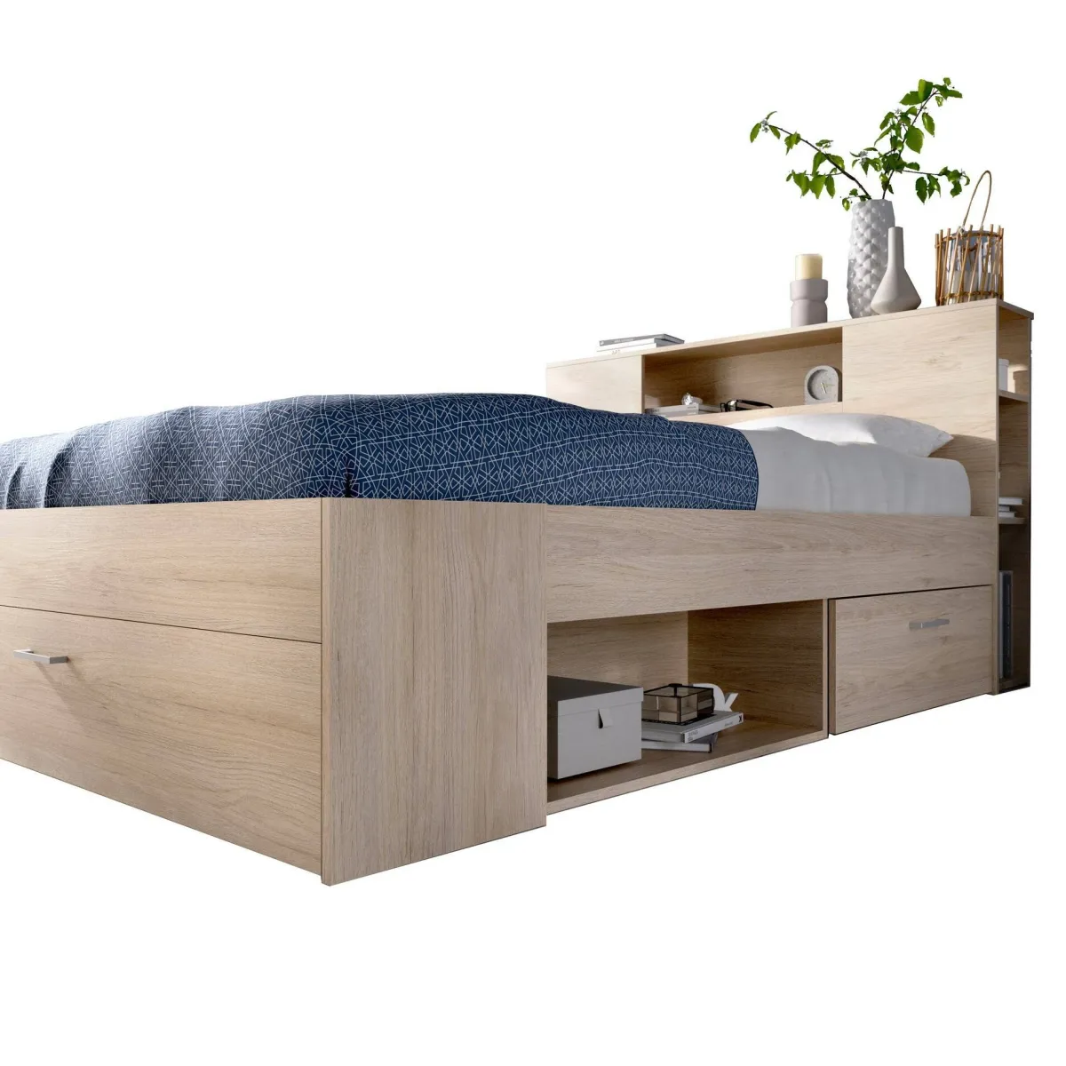 Letti Contenitore > Dmora Letto francese elegante rovere 218x149cm - Conching Marrone Rovere
