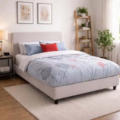 Letti Contenitore|Letti Alla Francese > Dmora Letto francese imbottito 155x215cm - Augustus Bianco