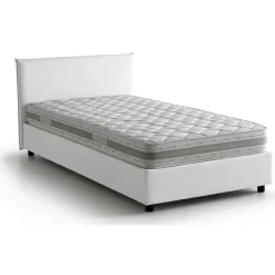 Letti Contenitore|Letti Alla Francese > Dmora Letto francese imbottito 155x215cm - Augustus Bianco