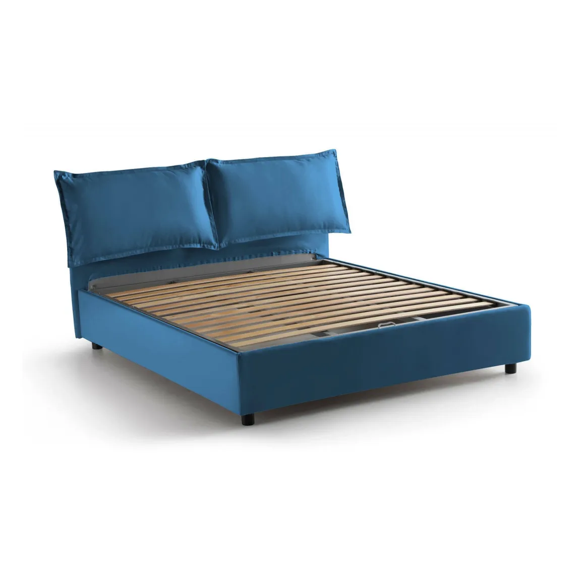 Letti Contenitore|Letti Alla Francese > Dmora Letto francese imbottito 155x215cm - Aros Blu