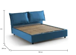 Letti Contenitore|Letti Alla Francese > Dmora Letto francese imbottito 155x215cm - Aros Blu