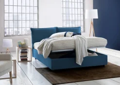 Letti Contenitore|Letti Alla Francese > Dmora Letto francese imbottito 155x215cm - Aros Blu