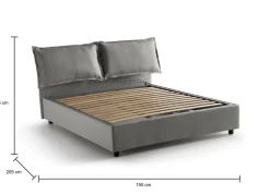 Letti Contenitore|Letti Alla Francese > Dmora Letto francese imbottito 155x215cm - Alaksir Grigio