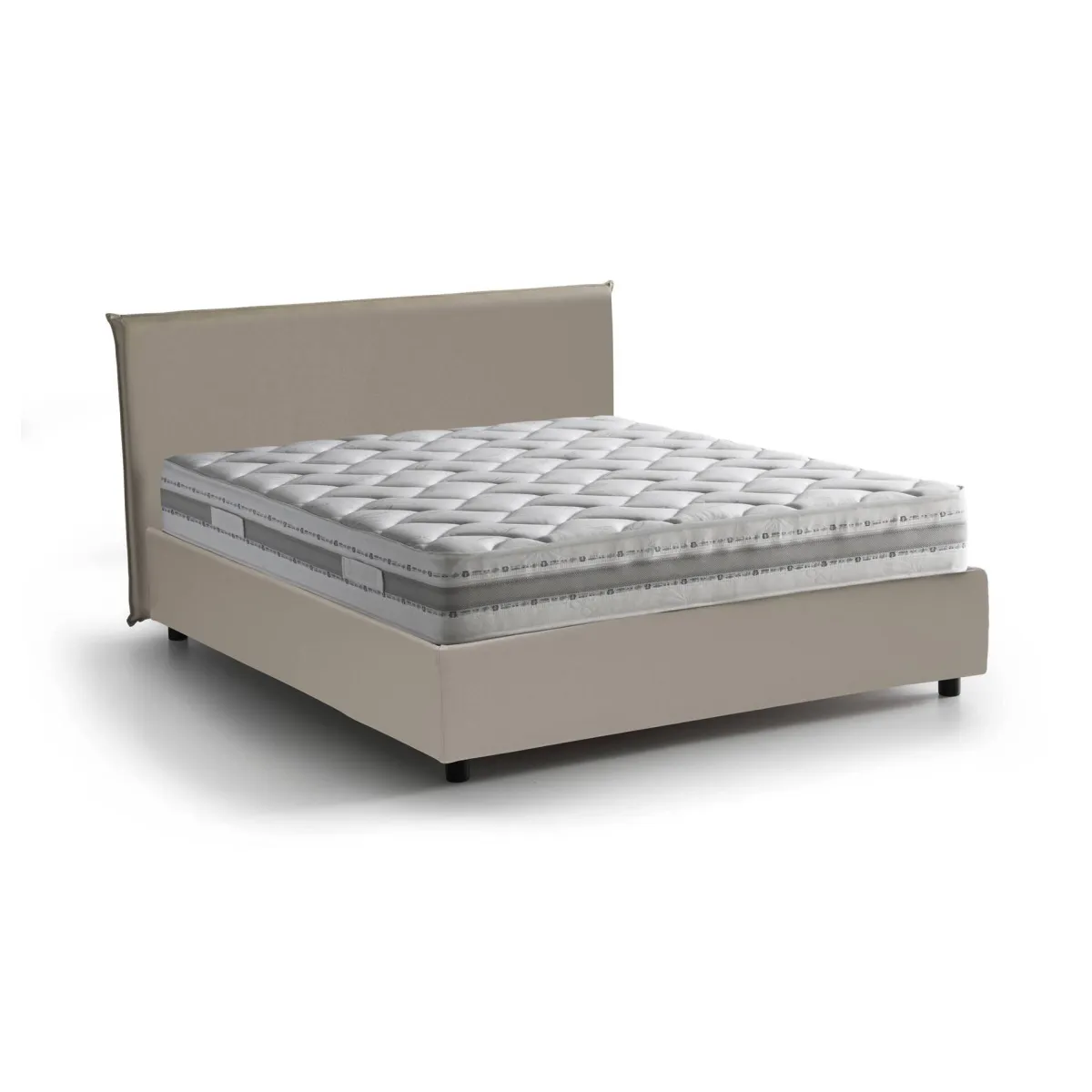 Letti Contenitore|Letti Alla Francese > Dmora Letto francese imbottito tortora 155x215cm - Morganite Grigio Tortora