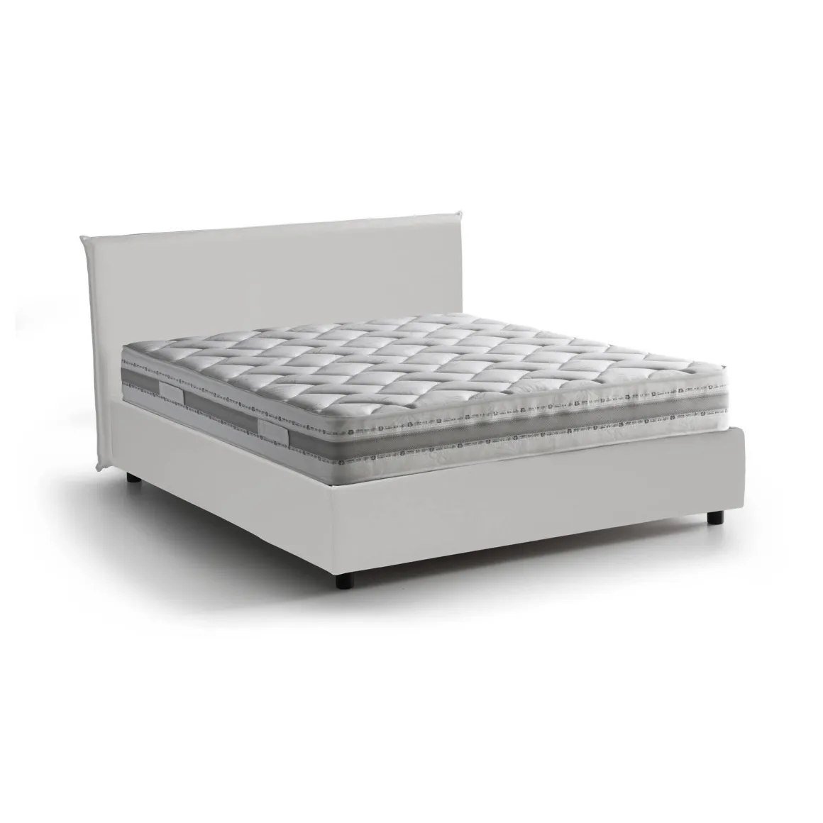 Letto francese in ecopelle bianco 155x205cm - Argain