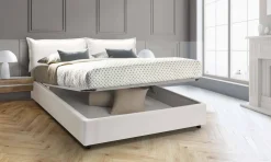 Letti Contenitore|Letti Alla Francese > Dmora Letto francese in legno 155x215cm - Agalo Bianco