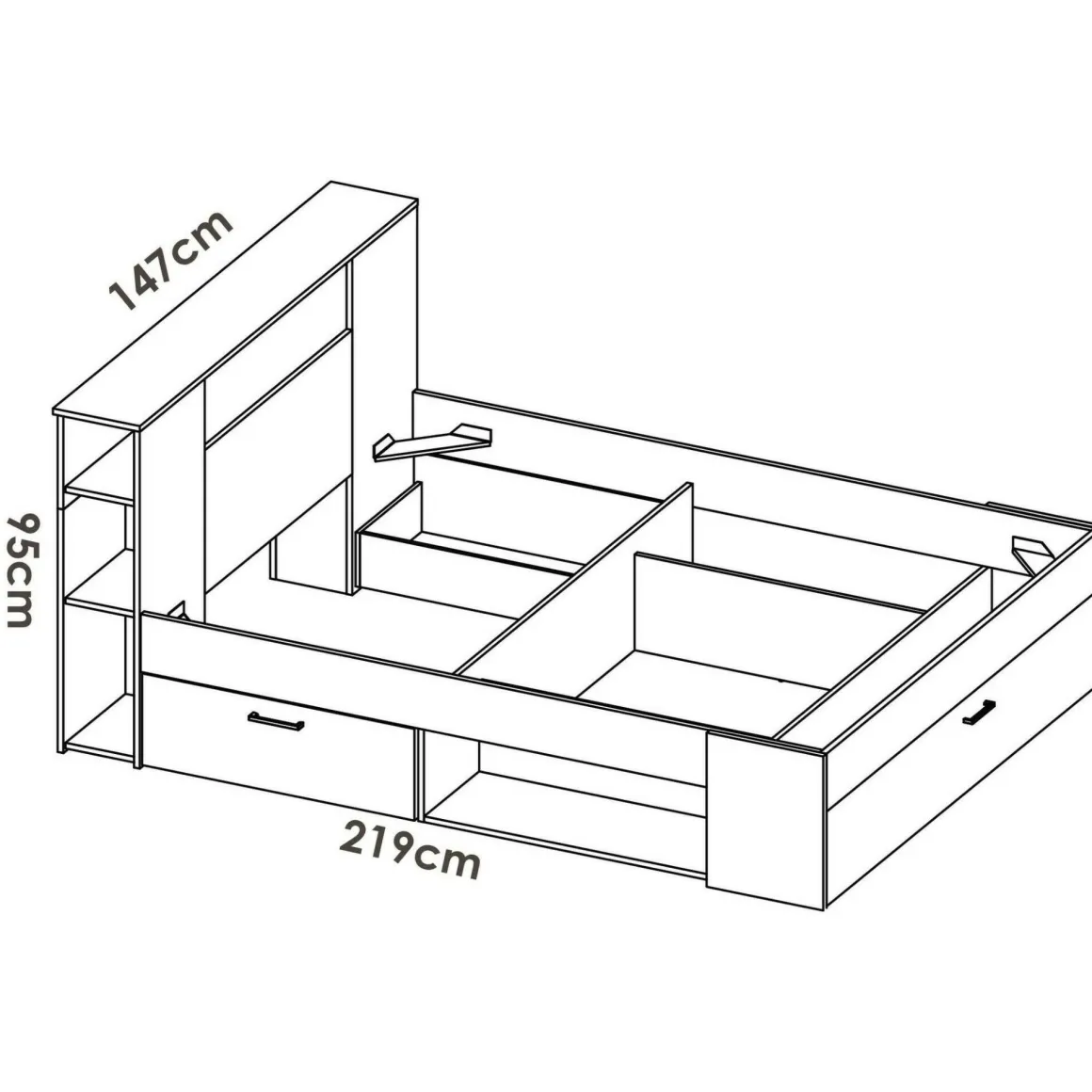 Letto francese in legno bianco 218x149cm - Conching