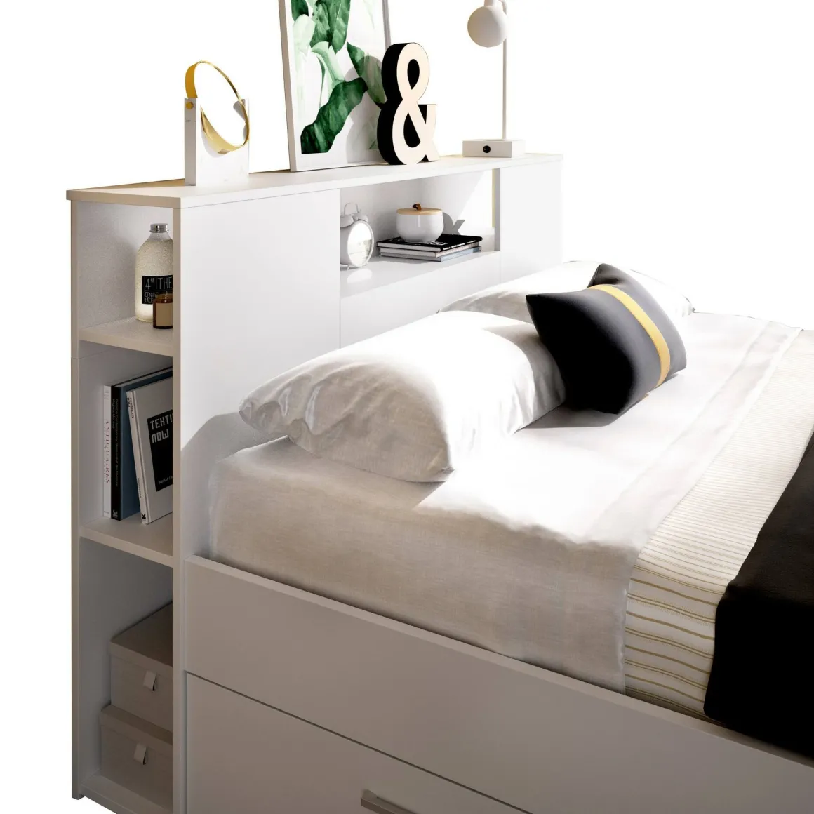 Letto francese in legno bianco 218x149cm - Conching