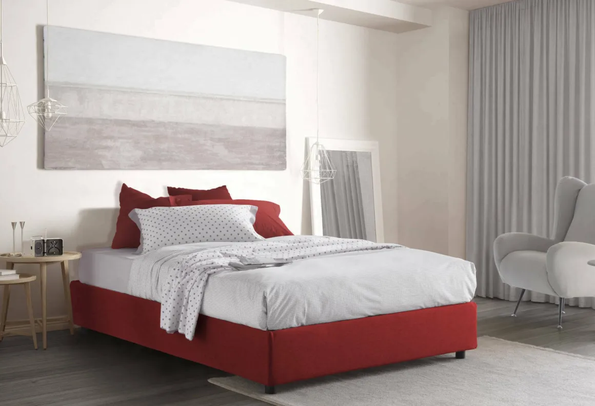 Letto francese in legno rosso 155x215cm - Arvic