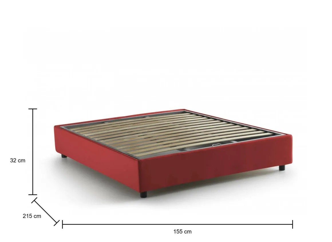 Letto francese in legno rosso 155x215cm - Arvic