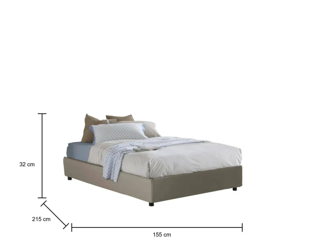 Letto francese in legno tortora 155x215cm - Osanna