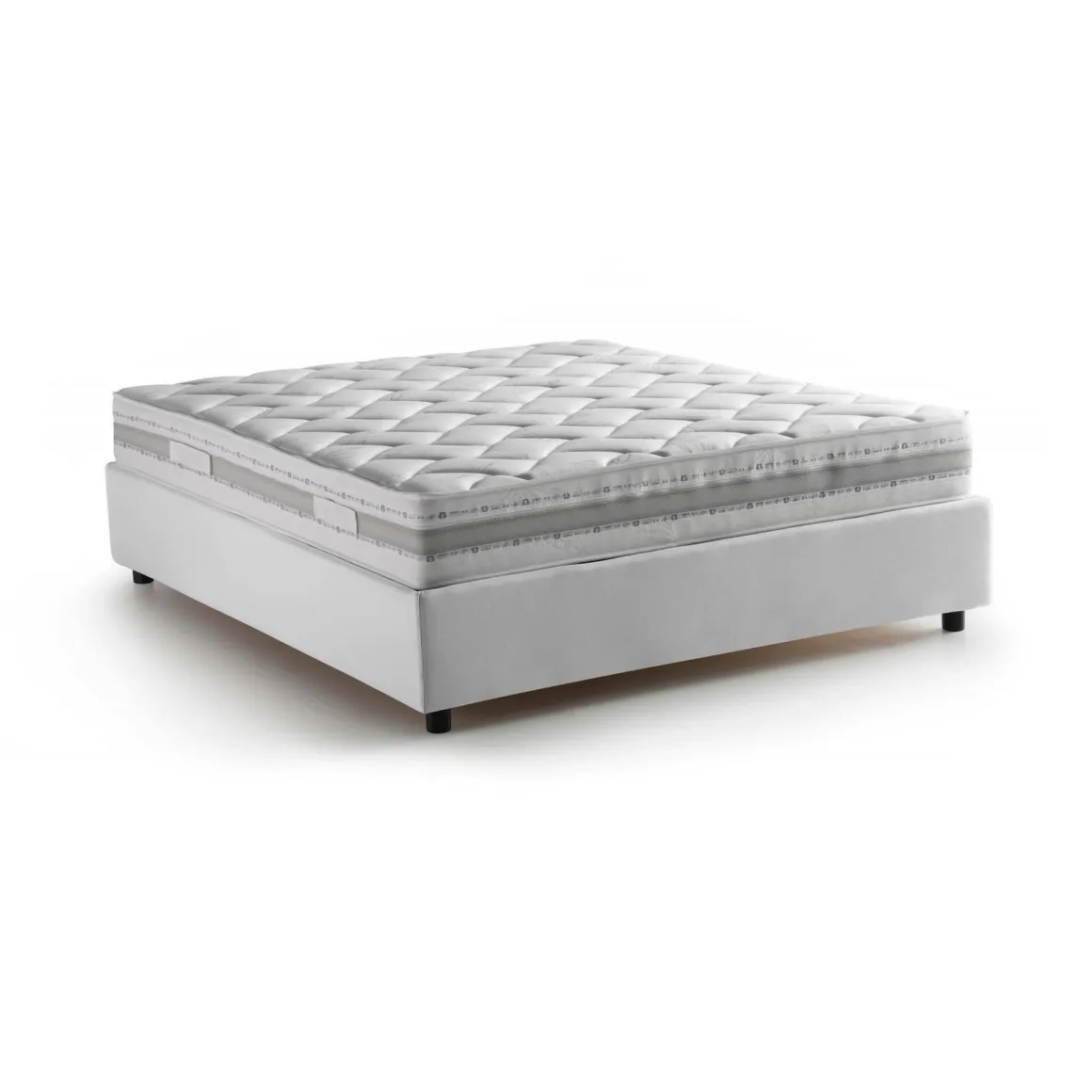 Letti Alla Francese > Dmora Letto francese in tessuto 195x258cm - Villamar Bianco