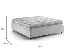 Letti Alla Francese > Dmora Letto francese in tessuto 195x258cm - Villamar Bianco