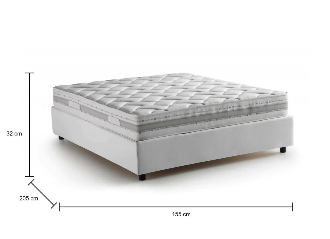 Letti Alla Francese > Dmora Letto francese in tessuto 195x258cm - Villamar Bianco