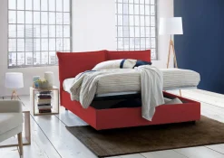 Letti Contenitore|Letti Alla Francese > Dmora Letto francese in tessuto 155x205cm - Askari Rosso