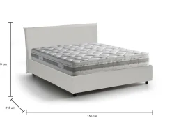 Letti Contenitore|Letti Alla Francese > Dmora Letto francese materasso incluso 155x215cm - Morganite Bianco