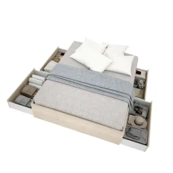 Letto francese moderno rovere 195x149cm - Orlene