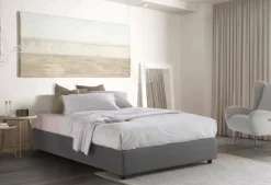 Letti Contenitore|Letti Alla Francese > Dmora Letto francese per ospiti 155x205cm - Attilino Grigio