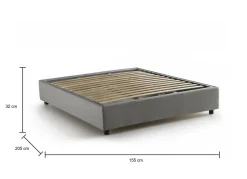 Letti Contenitore|Letti Alla Francese > Dmora Letto francese per ospiti 155x205cm - Attilino Grigio