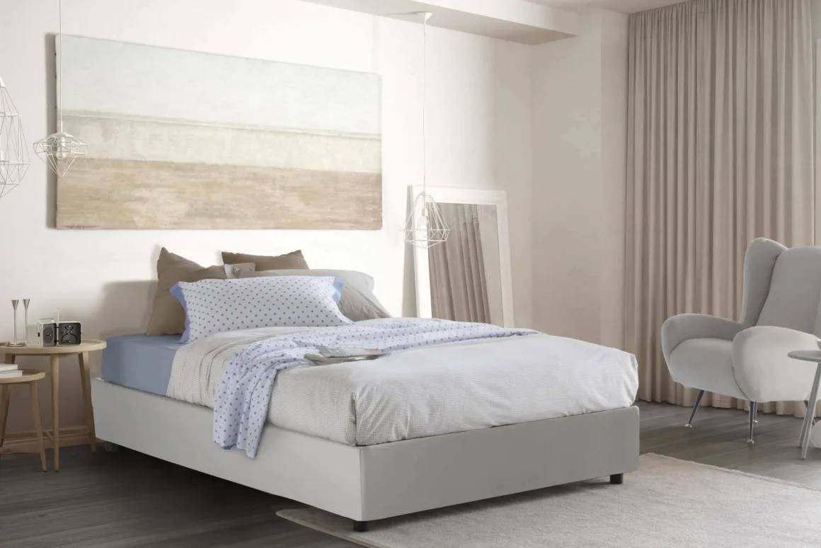 Letto francese salvaspazio bianco 155x205cm - Aladino