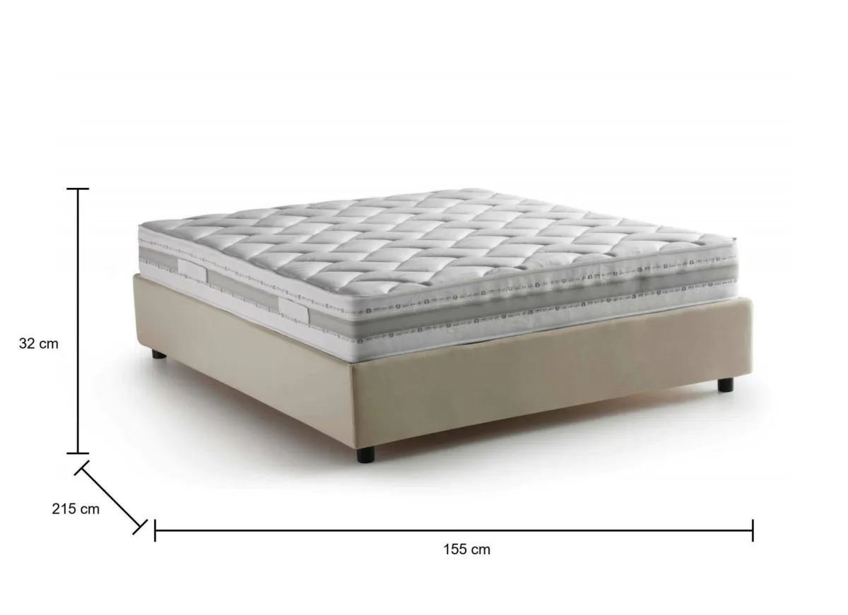 Letti Contenitore|Letti Alla Francese > Dmora Letto francese sfoderabile 155x215cm - Alaksir Beige